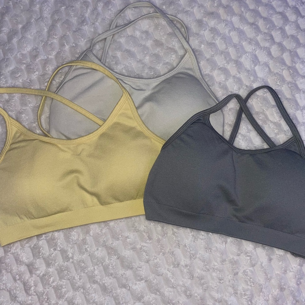 Women's Intimates Strappy Bralette Set - Gray, Yellow, Cream